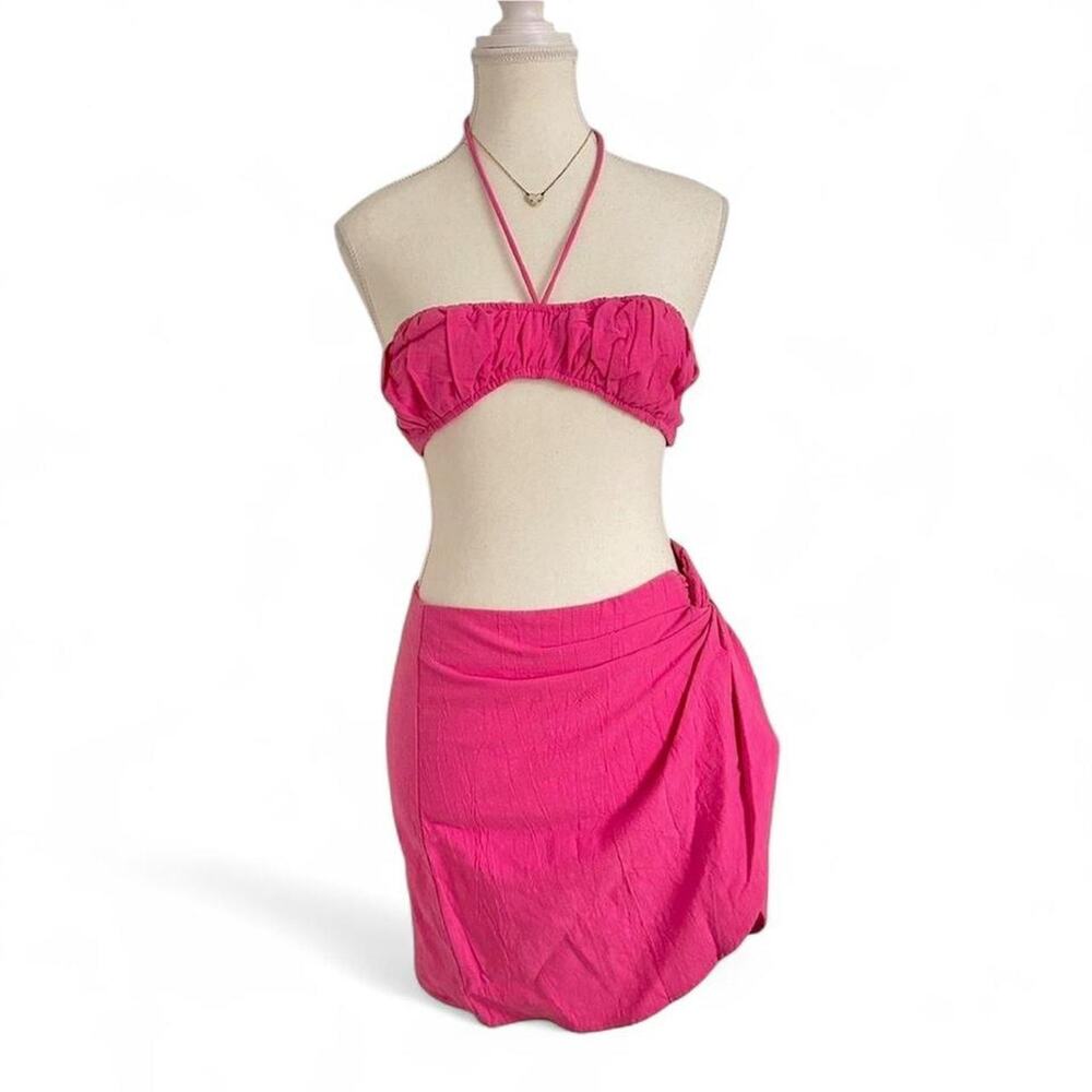 White Fox pink halter top and skirt set Size S Party beach vacation going out